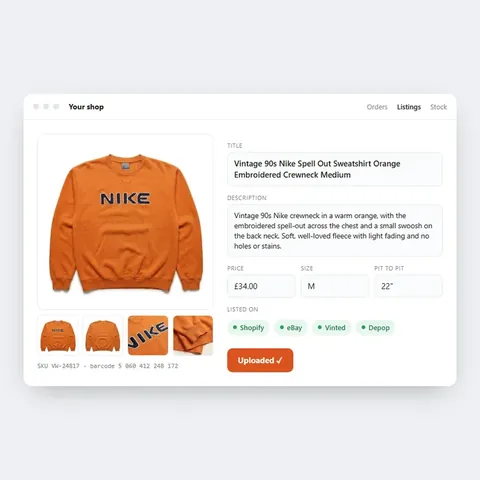 The listing on a phone