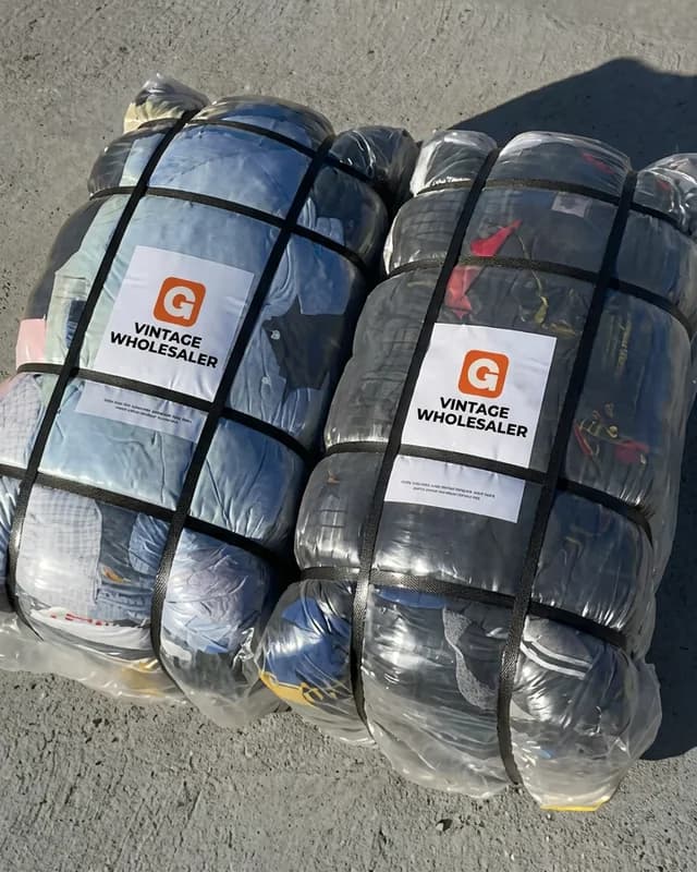 Our bales, each with a Vintage Wholesaler label