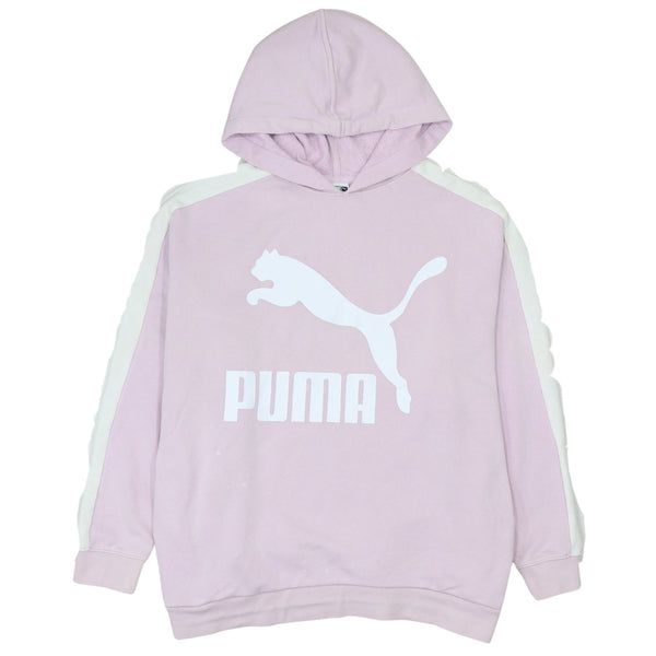 Puma 90's Spellout Pullover Hoodie Large Pink