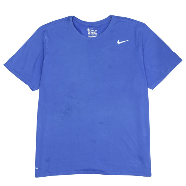 90s Nike Men's XLarge Blue Swoosh Short Sleeve T-Shirt Cotton
