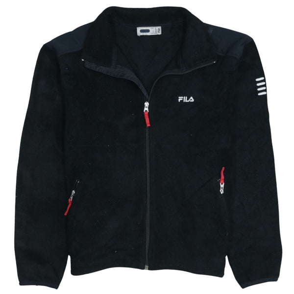 Vintage Fila 90's Black Hiking Fleece Jumper Medium Full Zip