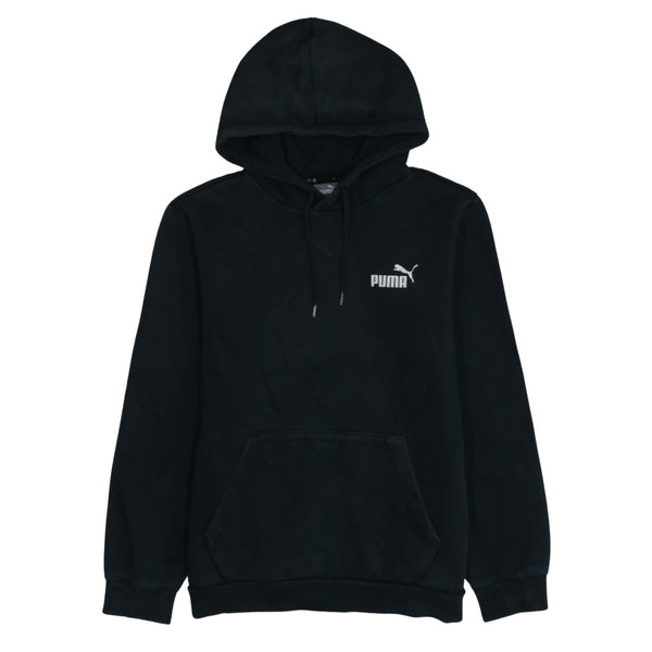 Vintage 90's Puma Black Pullover Hoodie Medium with Drawstring Pockets