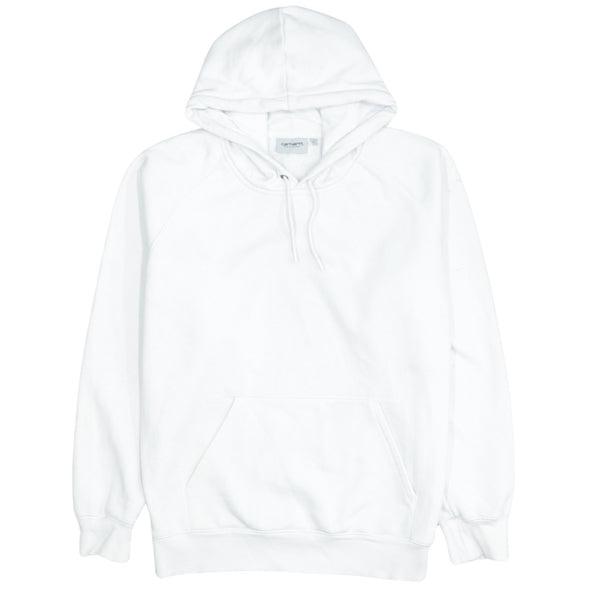 Carhartt 90's Vintage Large White Hoodie with Drawstring & Pockets