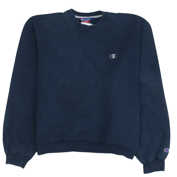 Champion Vintage 90s Large Navy Blue Crew Neck Sweatshirt Lightweight