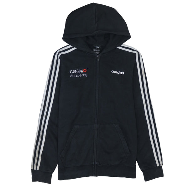 Adidas Vintage 90s Black Striped Sleeve Zip Up Hoodie Men's Small