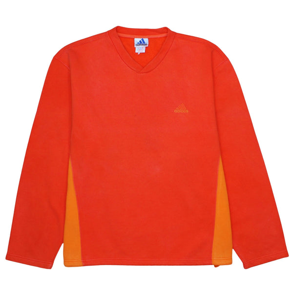 Adidas Vintage 90's Lightweight V Neck Men's Sweatshirt XL Orange