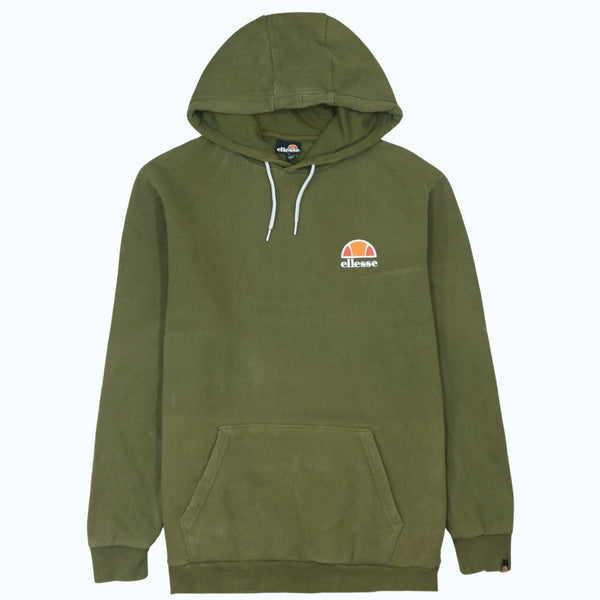 Ellesse 90's Retro Green Pullover Hoodie with Drawstring Pockets - Medium