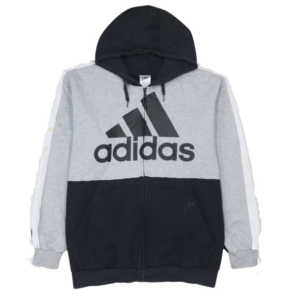 Adidas 90's Black Spellout Full Zip Hoodie Men's Large
