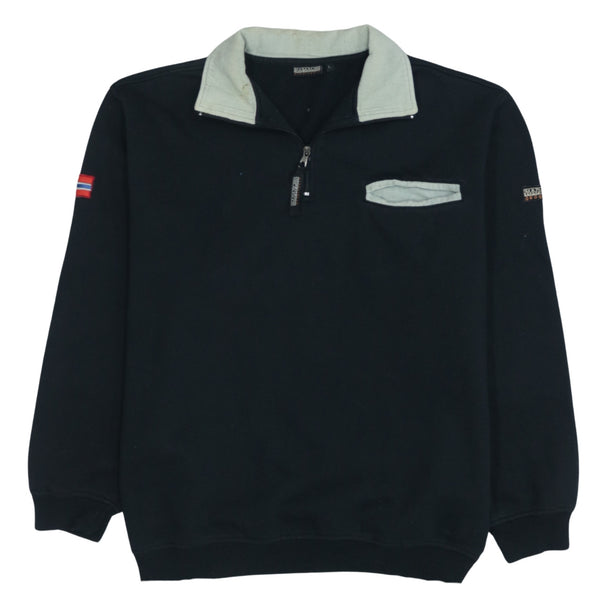 Napapijri 90's Vintage Black Large Quarter Zip Sweatshirt