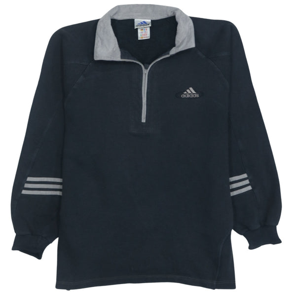Adidas 90's Black Lightweight Quarter Zip Sweatshirt Men's Medium Vintage