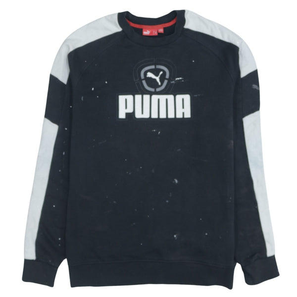 Puma 90's Vintage Black Spellout Crew Neck Sweatshirt Men's M
