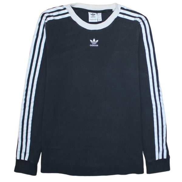 Adidas 90's Striped Sleeve Crew Neck Sweatshirt Small  Black