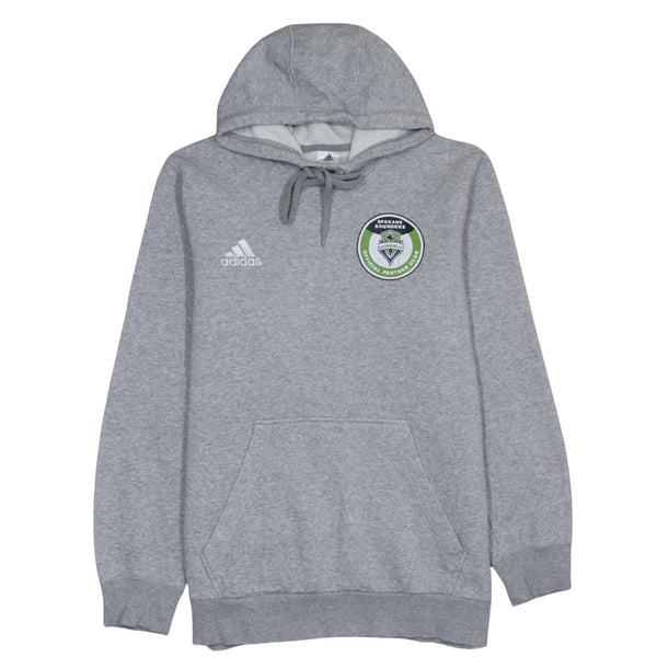 Adidas 90's Drawstring Pockets Pullover Hoodie Large Grey