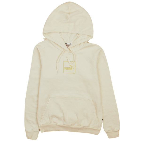 Vintage Puma 90's Beige Cream Spellout Pullover Hoodie Men's Small