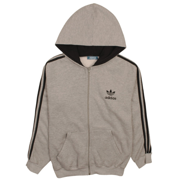 Adidas 90's Vintage Grey Striped Sleeves Hoodie Women's XL