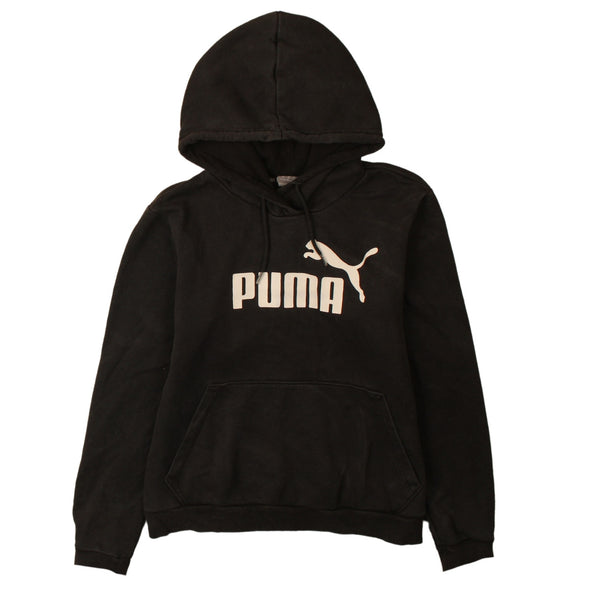 Puma 90's Black Spellout Pullover Hoodie Women's Medium Vintage