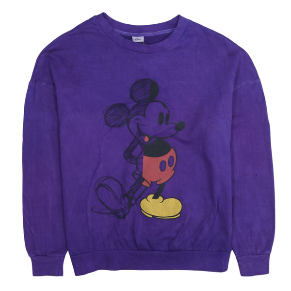 Vintage Disney 90's Mickey Mouse Purple Crew Neck Sweatshirt XL