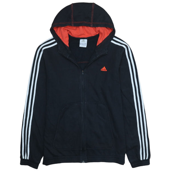 Adidas 90's Striped Sleeve Full Zip Up Hoodie XLarge  Black