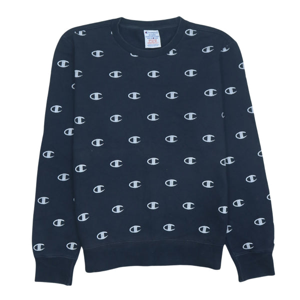 Champion Vintage 90s Heavyweight Crew Neck Sweatshirt Medium Navy Blue