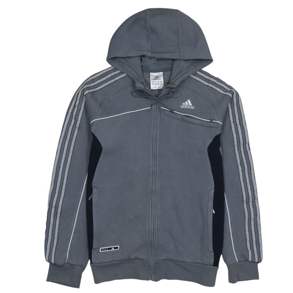 Adidas 90's Striped Sleeve Full Zip Up Hoodie Small Grey