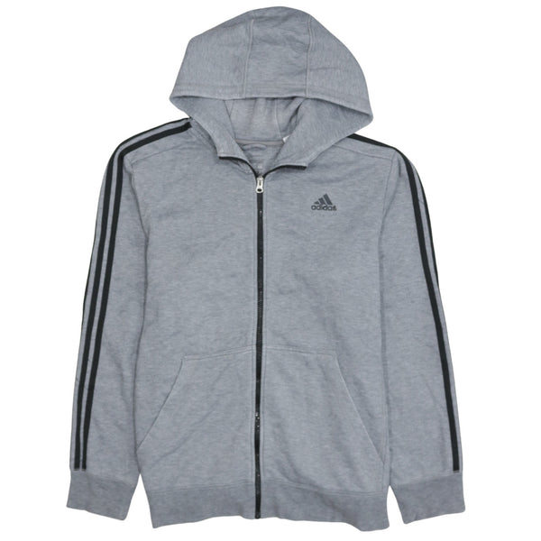 Adidas 90's Striped Sleeve Full Zip Up Hoodie Medium  Grey