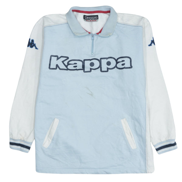 Vintage Kappa 90's Blue Spellout Quarter Zip Sweatshirt XL Cotton