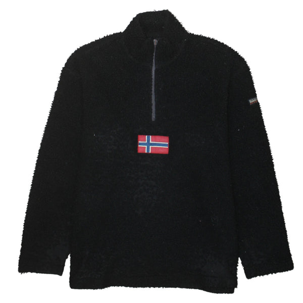 Napapijri 90's Hiking Warm Quarter Zip Fleece Jumper Small Black