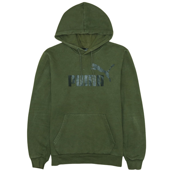 Vintage 90's Green Puma Spellout Pullover Hoodie Men's Medium