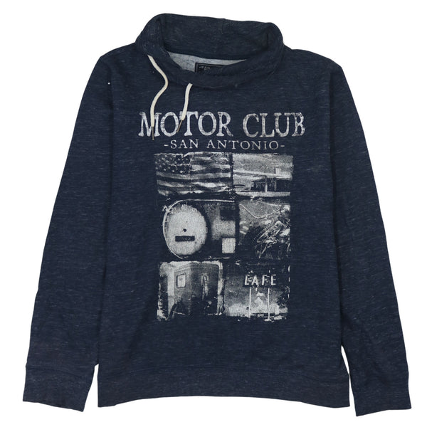 Navy Blue Retro 90's Motor Club Turtle Neck Sweater XXL Men Cotton