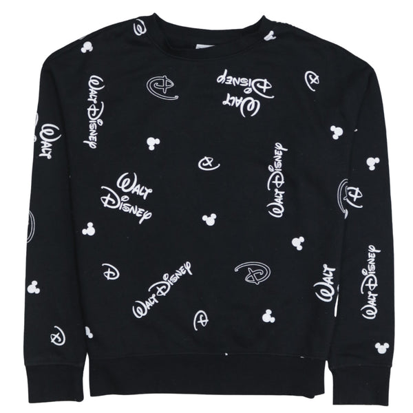Disney 90's Plain Crew Neck Sweatshirt XXSmall Black