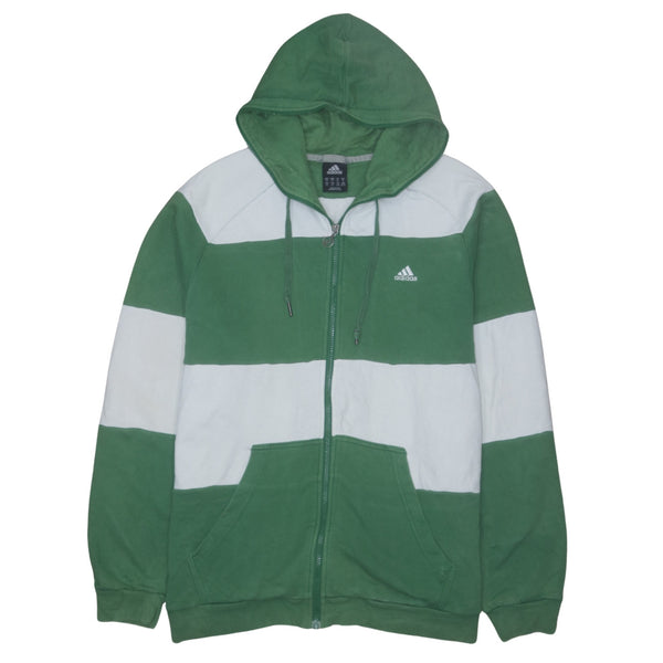 Adidas 90's Drawstring Pockets Full Zip Up Hoodie XLarge Green