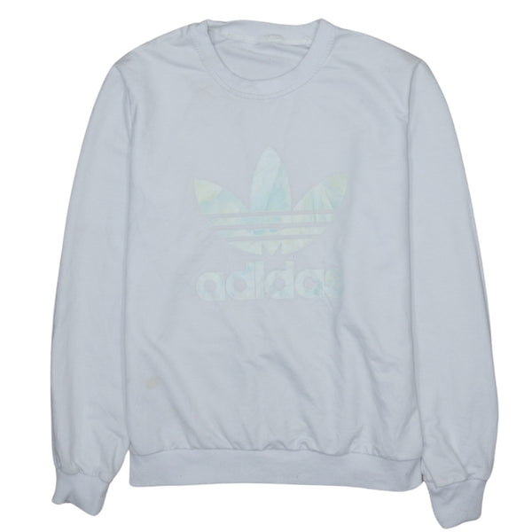 Adidas 90s Spellout Crew Neck Sweatshirt White Medium Vintage Style