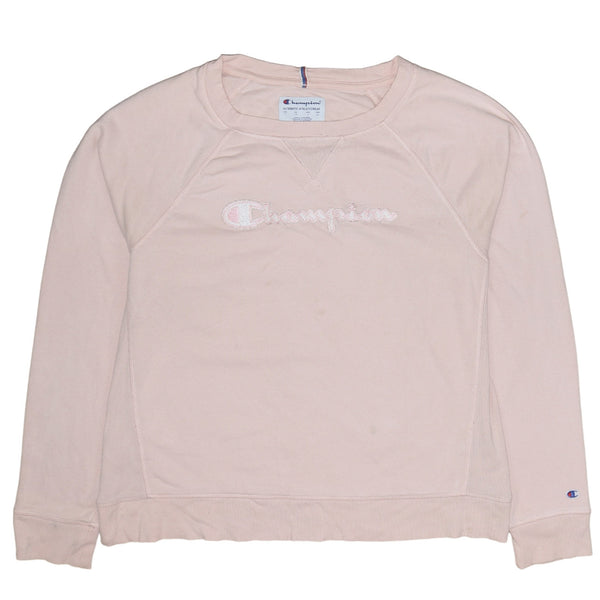 Vintage Champion Pink 90's Crew Neck Spellout Sweatshirt Large
