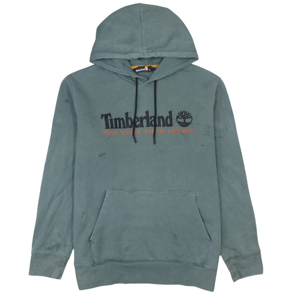 Timberland 90's Spellout Pullover Hoodie Large Green