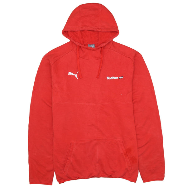 Puma 90's Drawstring Pockets Pullover Hoodie Large Red