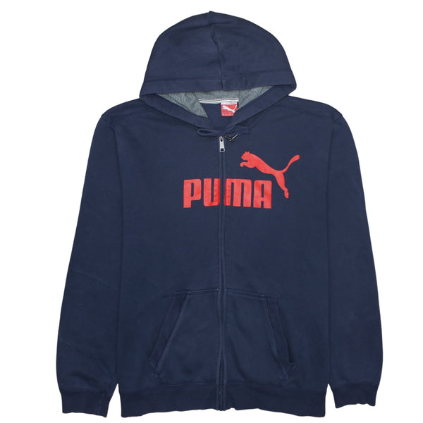 Puma 90's Spellout Full Zip Up Hoodie XXLarge (2XL) Navy Blue
