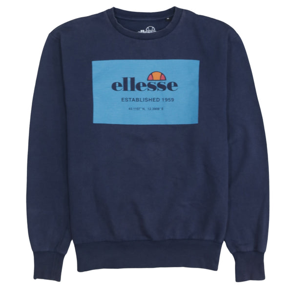 Ellesse 90's Spellout Crew Neck Sweatshirt Medium  Navy Blue