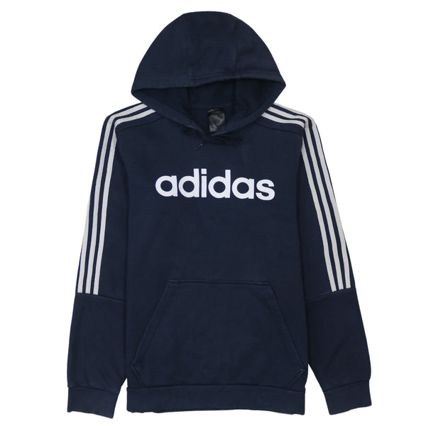 Adidas 90's Spellout Pullover Hoodie Small Navy Blue