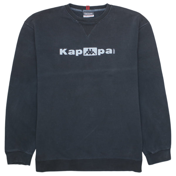 Vintage Kappa 90's Spellout Black Crew Neck Sweatshirt Men's XXLarge 2XL