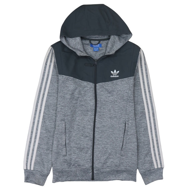 Adidas 90's Striped Sleeve Full Zip Up Hoodie Medium Black