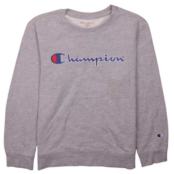 Champion Vintage 90's Spellout Crew Neck Sweatshirt Medium Grey