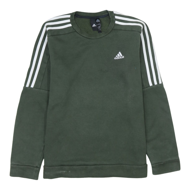 Adidas 90's Green Striped Sleeve Crew Neck Sweatshirt Men's Small