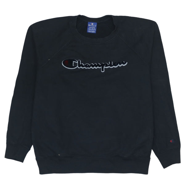 Champion 90's Spellout Crew Neck Sweatshirt - Medium Black