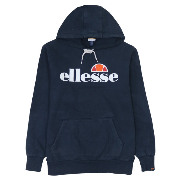 Ellesse 90's Spellout Pullover Hoodie Medium Navy Blue Retro