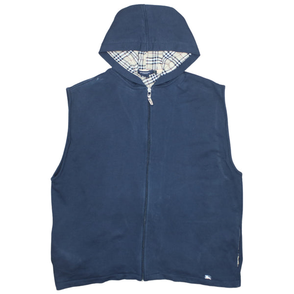 Burberry 90's Vest Navy Blue Gilet Medium Sleeveless Full Zip