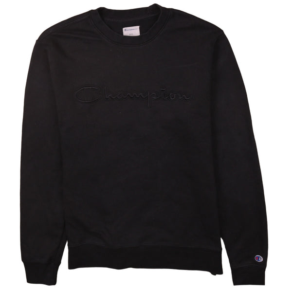 Champion 90's Spellout Black Crew Neck Sweatshirt Men's M Vintage