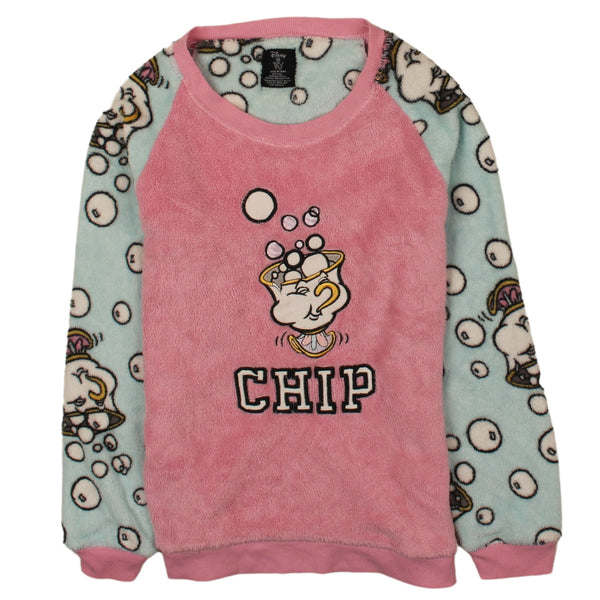 Vintage Disney 90's Chip Crewneck Fleece Jumper XSmall Pink
