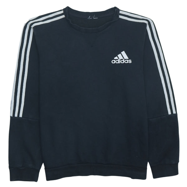 Adidas 90's Vintage Black XLarge Striped Crew Neck Sweatshirt XL