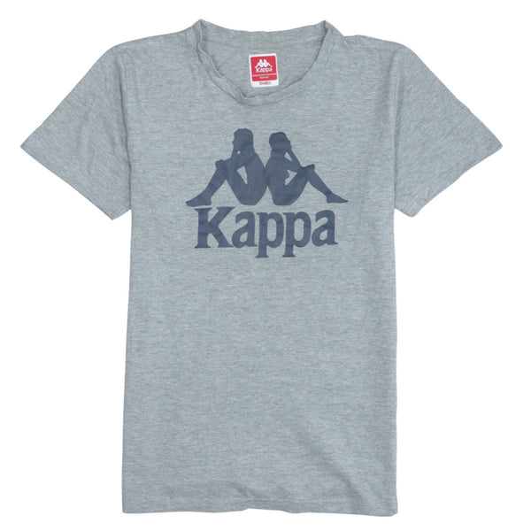 Vintage Kappa 90's Spellout Short Sleeve T-Shirt Small Grey Cotton