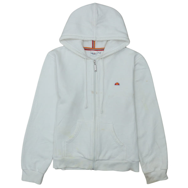 Ellesse 90's Drawstring Pockets Full Zip Up Hoodie Medium White